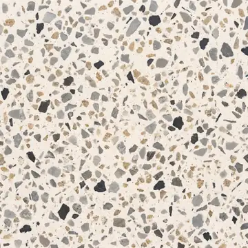 Makroprøve af lys terrazzo med indstøbte stenkorn